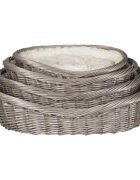 Trixie coș rotund câini și pisici răchită gri Culcuș din Nuiele Căptușit cu Blăniță coș rotund câini și pisici XS-S răchită gri ⌀ 60 cm
