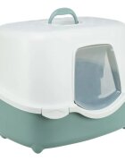 Trixie Davio Top litieră acoperită pisici cu filtru alb și verde 56x39x39 cm