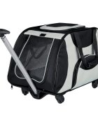 Trixie geantă trolley transport câini și pisici XS-M(max. 20kg) nylon deschidere frontală&laterală cu rotile negru și gri 34 x 43 x 67 cm