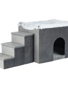 Trixie Harvey căsuța asimetric câini L-XL poliester pliabil pernă reversibilă gri și alb 119 x 47 x 50 cm