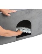 Trixie Harvey căsuța asimetric câini L-XL poliester pliabil pernă reversibilă gri și alb 119 x 47 x 50 cm