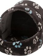Trixie Jimmy căsuța câini și pisici poliester imprimeu lăbuțe pernă reversibilă maro 40 x 35 x 35 cm