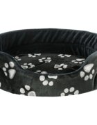 Trixie Jimmy pat rotund câini pluș imprimeu lăbuțe antiderapant negru 55x45cm