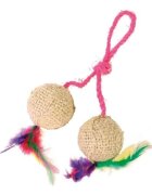 Trixie jucărie cu 2 mingi pisici sisal multicolor 4.5cm