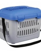 Trixie Midi Capri cușcă transport câini și pisici XS(max. 5kg) plastic deschidere superioară cu curea de umăr albastru și gri 44 x 33 x 32 cm