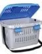 Trixie Midi Capri cușcă transport câini și pisici XS(max. 5kg) plastic deschidere superioară cu curea de umăr albastru și gri 44 x 33 x 32 cm