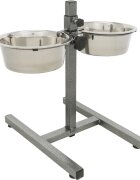 Trixie set suport castroane câini + 2 boluri înalțime reglabilă metal argintiu M-L(1.8l ⌀21cm)