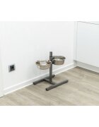 Trixie set suport castroane câini + 2 boluri înalțime reglabilă metal argintiu M-L(1.8l ⌀21cm)