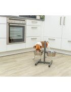 Trixie set suport castroane câini + 2 boluri înalțime reglabilă metal argintiu M-L(1.8l ⌀21cm)