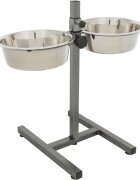 Trixie set suport castroane câini + 2 boluri înalțime reglabilă metal L-XL(2.8l ⌀24cm)