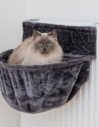Trixie sezlong pentru calorifer oval pisici pluș pernă reversibilă gri 55 x 15 x 36 cm