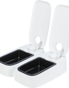 Trixie TX2 hrănitor automat câini 2 boluri dreptunghiular programabil plastic alb și negru S-L(0.6l 27x7cm)