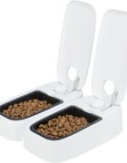 Trixie TX2 hrănitor automat câini 2 boluri dreptunghiular programabil plastic alb și negru S-L(0.6l 27x7cm)