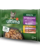 ULTIMA Fit & Delicious Sterilised Selection Carne plic hrană umedă pisici sterilizate (în sos) multipack 85g x 4buc