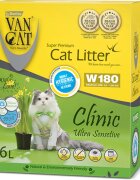 Vancat Clinic Ultrasensitive neparfumat așternut igienic pisici granule bentonită aglomerant fără praf 6l