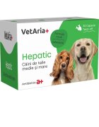VETARIA+ Hepatic caini de talie medie si mare supliment sistem hepatic câini Pui capsule Hepatic caini de talie medie si mare M-XL supliment sistem hepatic câini Pui cutie 30 capsule