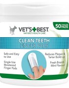 Vet's Best Clean Teeth Finger șervețele igienă orală câini anti-tartru împrospătarea respirației Mentă cutie 50buc