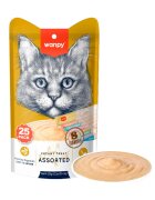WANPY Creamy Treat Assorted 8 Flavors Ton Somon și Pui punguță recompense pisici (piure) 350g