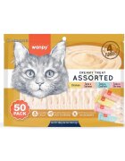 WANPY Creamy Treat Assorted Pui și Ton punguță recompense pisici (piure) 350g