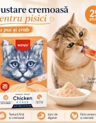 WANPY Creamy Treat Pui și Crab punguță recompense pisici (piure) 350g