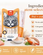 WANPY Creamy Treat Pui și Crab punguță recompense pisici (piure) 70g