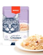 WANPY Pui și Crab punguță hrană umedă pisici (în aspic) 85g