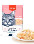 WANPY Pui și Creveți punguță hrană umedă pisici (în aspic) 85g