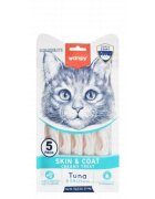 WANPY Skin & Coat Creamy Treats Ton și Somon punguță recompense funcționale pisici piele & blană (piure) 70g