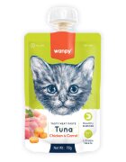 WANPY Tasty Meat Paste Ton și Pui punguță recompense pisici (piure) 90g