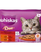 WHISKAS 1+ Duo Meaty Combos Carne plic hrană umedă pisici (în aspic) multipack 85g x 4buc