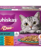 WHISKAS 1+ Duo Surf and Turf Pasăre și Pește plic hrană umedă pisici (în aspic) multipack 85g x 12buc
