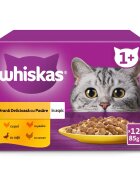 WHISKAS 1+ Poultry Feasts Pasăre plic hrană umedă pisici (în aspic) 1+ Poultry Feasts Selectii Pasăre plic hrană umedă pisici (în aspic) multipack 85g x 12