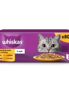 WHISKAS 1+ Poultry Feasts Pasăre plic hrană umedă pisici (în aspic) 1+ Poultry Feasts Selectii Pasăre plic hrană umedă pisici (în aspic) multipack 85g x 80