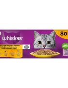 WHISKAS 1+ Poultry Feasts Pasăre plic hrană umedă pisici (în aspic) 1+ Poultry Feasts Selectii Pasăre plic hrană umedă pisici (în aspic) multipack 85g x 80