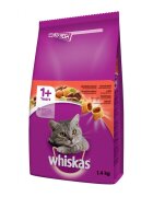 WHISKAS Adult Vită hrană uscată pisici 1.4kg