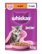 WHISKAS Junior Pui plic hrană umedă pisici junior (în aspic) 85g