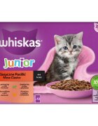 WHISKAS Junior Selectii Clasice Miel Vită Pui și Pasăre plic hrană umedă pisici (în sos) multipack 85g x 12