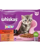 WHISKAS Junior Selectii Clasice Vită și Pui plic hrană umedă pisici junior (în aspic) multipack 85g x 4