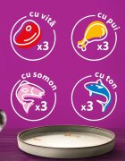 WHISKAS Pure Delight Mixed Selection Vită Pui Somon și Ton plic hrană umedă pisici (în aspic) multipack 85g x 12