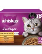 WHISKAS Pure Delight Pasăre plic hrană umedă pisici (în aspic) multipack 85g x 12