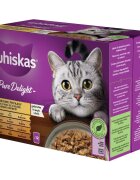 WHISKAS Pure Delight Pasăre plic hrană umedă pisici (în aspic) multipack 85g x 12