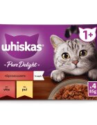 WHISKAS Pure Delight Selectii Clasice Vită și Pui plic hrană umedă pisici (în aspic) multipack 85g x 4