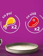 WHISKAS Pure Delight Selectii Clasice Vită și Pui plic hrană umedă pisici (în aspic) multipack 85g x 4