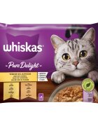 WHISKAS Pure Delight Selectii Pasăre Pui și Curcan plic hrană umedă pisici (în aspic) multipack 85g x 4