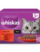 WHISKAS Selectii Clasice Miel Vită Pui și Pasăre hrană umedă pisici (în sos) multipack Selectii Clasice Miel Vită Pui și Pasăre plic hrană umedă pisici (în sos) multipack 85g x 12