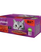 WHISKAS Selectii Clasice Miel Vită Pui și Pasăre hrană umedă pisici (în sos) multipack Selectii Clasice Miel Vită Pui și Pasăre plic hrană umedă pisici (în sos) multipack 85g x 80