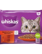 WHISKAS Selectii Clasice Vită și Pui plic hrană umedă pisici (în aspic) multipack 85g x 4 Selectii Clasice Vită și Pui plic hrană umedă pisici (în sos) multipack 85g x 4