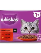 WHISKAS Selectii Clasice Vită și Pui plic hrană umedă pisici (în aspic) multipack 85g x 4 Selectii Clasice Vită și Pui plic hrană umedă pisici (în sos) multipack 85g x 4