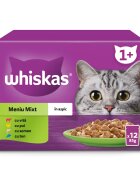 WHISKAS Selectii Mixte Vită Pui Somon și Ton hrană umedă pisici (în aspic) multipack Selectii Mixte Vită Pui Somon și Ton plic hrană umedă pisici (în aspic) multipack 85g x 12
