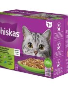 WHISKAS Selectii Mixte Vită Pui Somon și Ton hrană umedă pisici (în aspic) multipack Selectii Mixte Vită Pui Somon și Ton plic hrană umedă pisici (în aspic) multipack 85g x 12